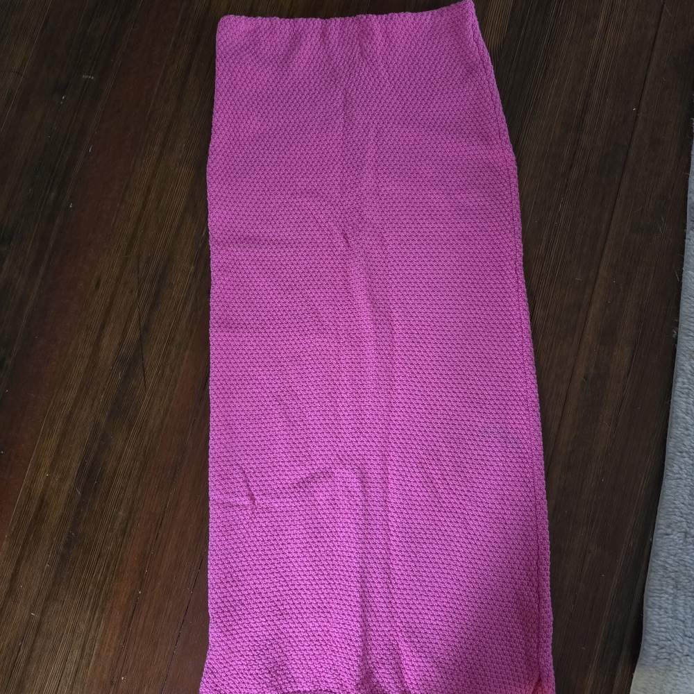 Pink Fringe Textured Women's Skirt